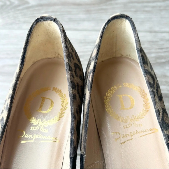 Leopard Black Suede Leather Block Heel Pumps Made in Italy - Picture 9 of 15
